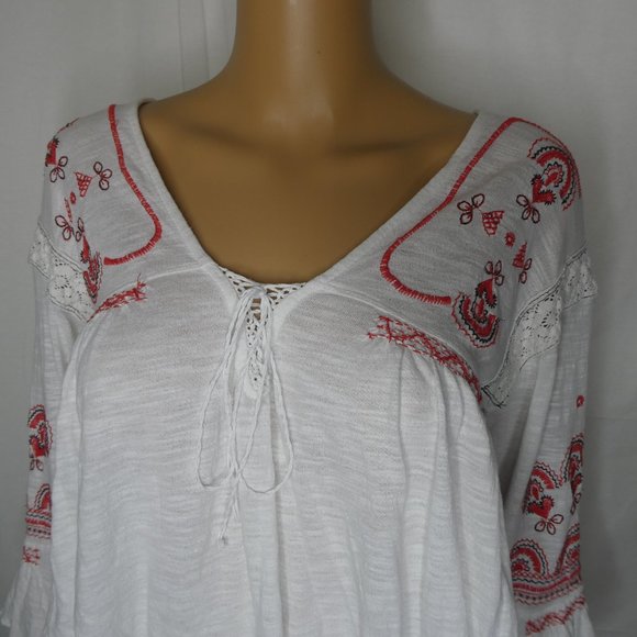 Free People Chiquita Boho Embroidered Top Peasant - Picture 5 of 11